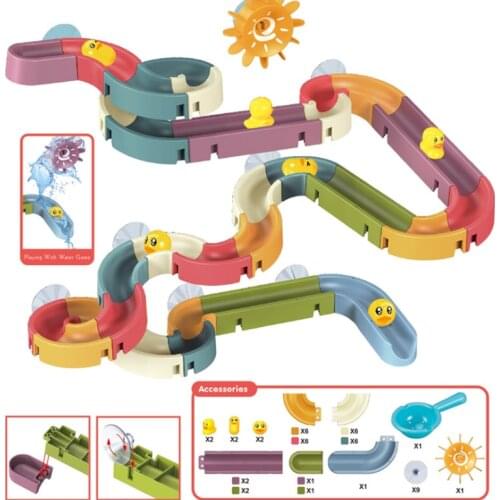 Bath Toys Baby Bathroom Duck DIY Track Bathtub Kids Play Water Games Tool Bathing Shower Wall Suction Set Bath Toy for Children