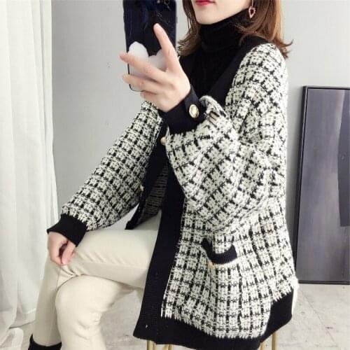 Cardigan 2020 autumn and winter new coat womens large size loose V-neck coat Korean sweater coat female