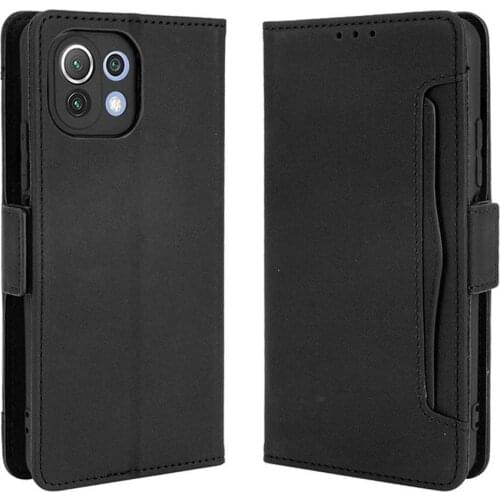 Leather Protective Case Multi-card Slot Magnetic Flip Cover Phone Case for Mi 11 Lite 4G/5G Phone Shell