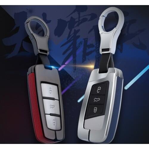 For VW Tiguan MK2 2017 2018 2016 Passat CC B7 B8 A7 Galvanized Alloy Leather splicing car key case cover protective shell holder