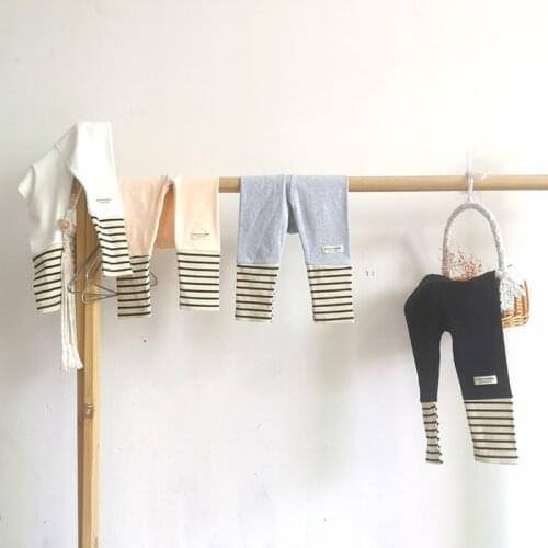 2021 New Baby Cotton Leggings Boys Pp Pants Autumn Girls Striped Leggings Kids Sport Pants Fashion Toddler Casual Pants