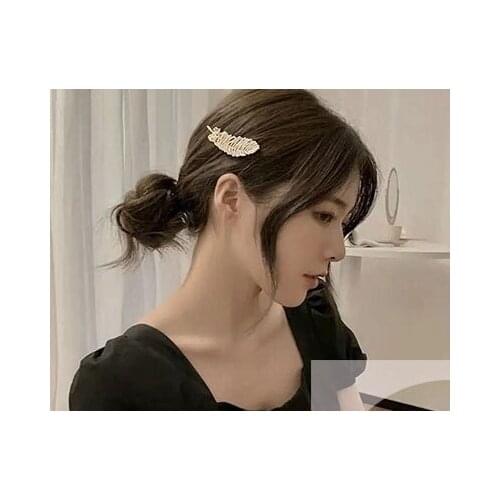 Feather Alloy Hairpin 6PCS Set Korea Pearl Hair Claws Ins Style Girl Grips BB Side Clip Hair Accessories for Girl and Women