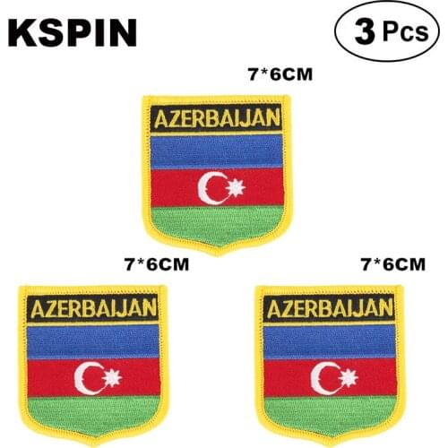 Azerbaijan Shiled Shape flag patches national flag patches for Cothing DIY Decoration