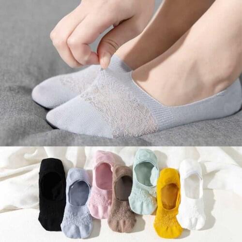 7 Pairs/Lot Womens Invisible Non-slip Cotton Socks Summer Candy Solid Color Silicone Breathe Freely Cute Thin Ankle Boat Socks