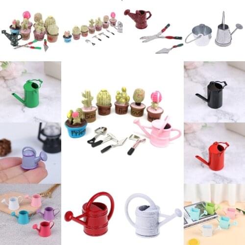 New 1/12 Metal Watering Can Garden Miniature Decoration For Children Kids Dolls Accessories Dollhouse Miniature Garden Decor