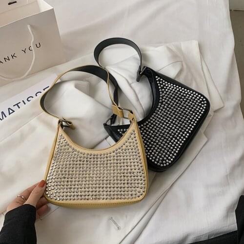 New Fashion Retro Rivet PU Leather Shoulder Underarm Bags For Women 2021 Casual Solid Color Ladies Daily Small Shoulder Handbags