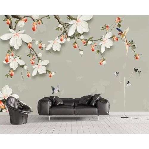 Beibehang Custom mural modern 3D large mural wallpaper flowers and birds jewelry magnolia wallpaper living room sofa wallpaper