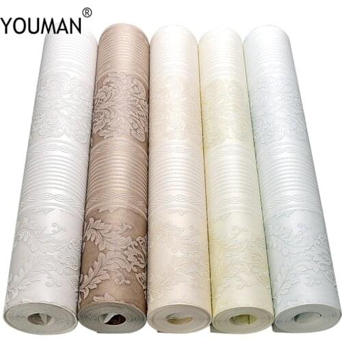 Wallpapers Youman Non-woven Embossed Wallpapers For living Room Kids Room Wallpaper Solid Floral Wall paper For Wall Roll