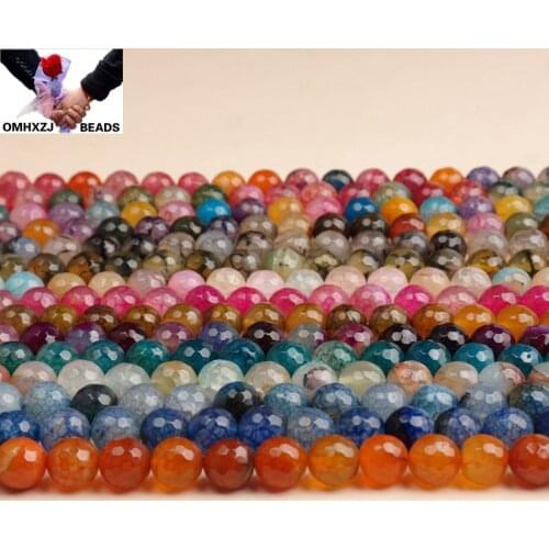 OMH Wholesale JD108 4 6 8 10 12 14mm Jewelry DIY Making Bracelet Necklace Natural AAA Agate Loose Spacer Faceted Round Beads