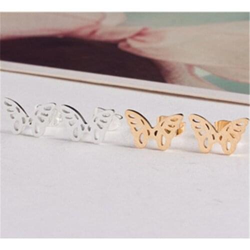 Wholesale 10pairs Stainless Steel Origami Butterfly Earrings For Women Animal Jewelry Gold Silver Color Boucle D'oreille Bijoux