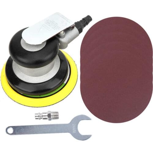 Pneumatic Sander 5Inch KP-6504 Air Powered Grinding Waxing Machine Japanese Interface With 5Pcs Sandpapers US Connector