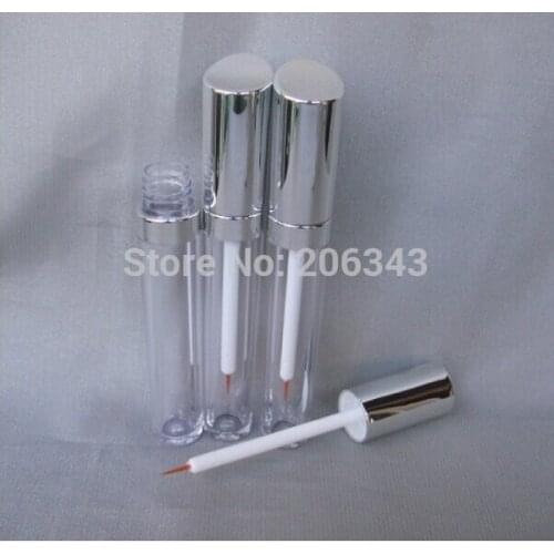 5ml transparent acrylic eyeliner tube, lip gloss tube cosmetic tube with silver lid, plastic stopper