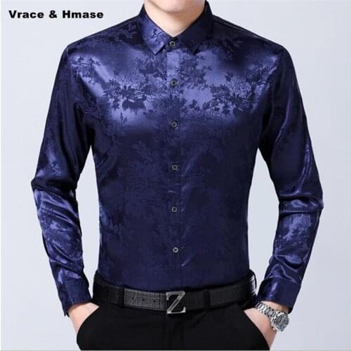 High-end luxury jacquard dark pattern soft comfortable quality shirt men Spring&Autumn New style fashion long sleeve shirt M-3XL