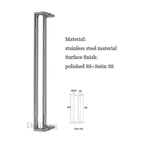 Polished Stainless steel glass door pull and push handle satin finished wooden door handle