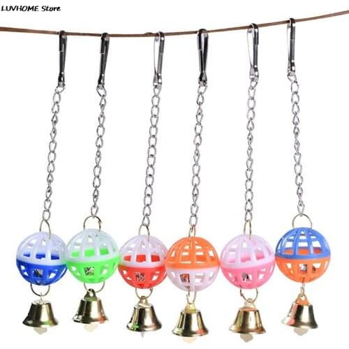 Cute Parrot Toys Pet Bird Parakeet Climb Bite Chew With Hanging Swing Bell Ball Bird Toy Pet Supplies For Parakeet Cockati