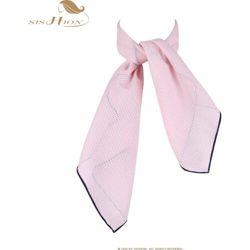 SISHION Ladie Soft Chiffon Square Scarf Scarves Bandanas Head Wrap Shawl Stewardess Female Solid Color Elegant Silk Scarf SD0017