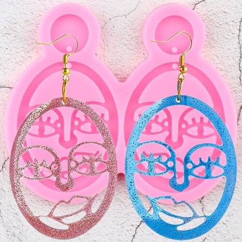 Super Glossy Girl Face Earring Mold Resin Silicone Keychain Molds DIY Epoxy Mould Craft Decoration Pendant Jewelry Moulds