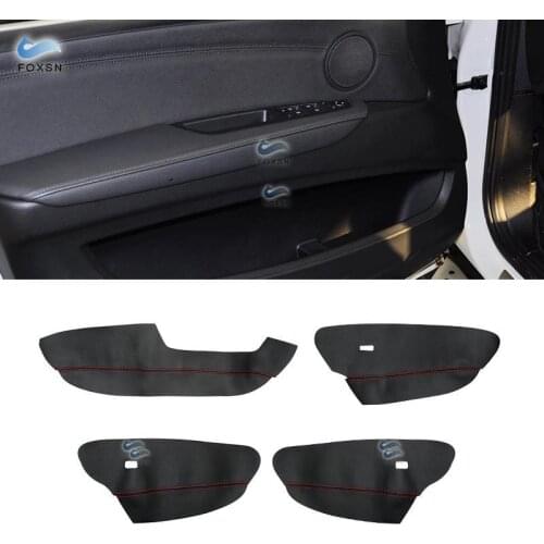 Only LHD version For BMW X5 E70 2007 2008 2009 2010 2011 2012 2013 4pcs Car Door Armrest Panel Cover Protective Leather Trim