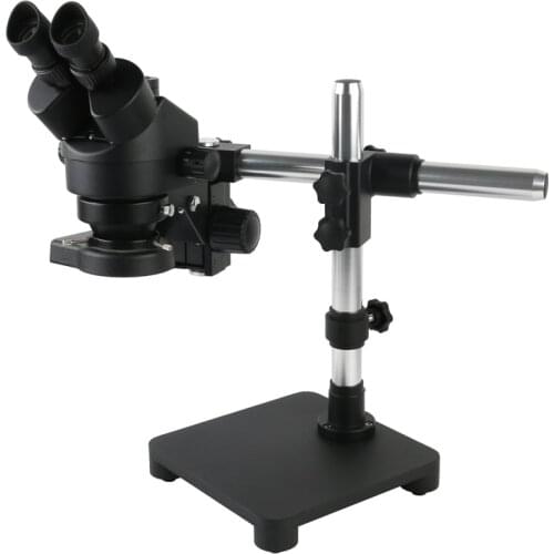 EAKINS 7X-45X Simul-Focus Zoom Stereo Trinocular Microscope Single Boom Arm Stand Microscope 144 LED Ring Illumination Light