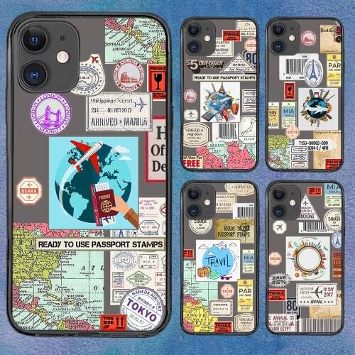 Retro Tourism Fashion For iPhone 11 Case 6 Mini Pro XS Max X XR 11 8 Plus Luxur Soft TPU Airbag Cover 12Pro 11Pro 12Mini