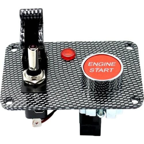 Carbon Fiber Racing Car 12V Ignition Switch Panel Engine Start Push Button with LED Indicator Auto Accessories