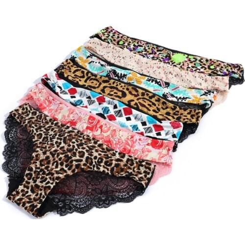 Women Lace Panties Seamless Cotton Panty Hollow Out Briefs Cozy Breathable Lingerie Ladies Thong Plus Size 1pcs Underwear