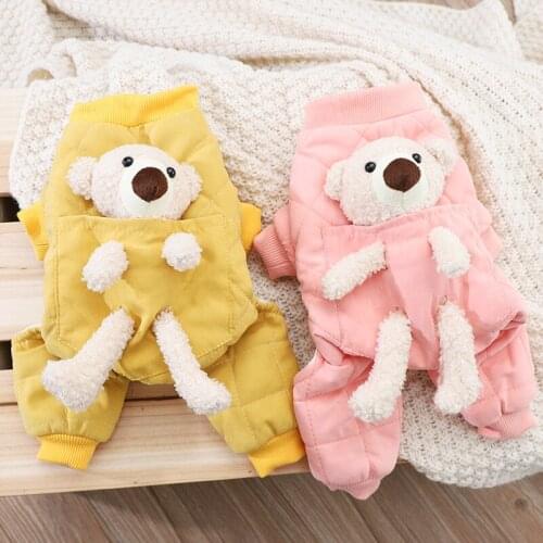 Pet Winter Clothes Puppy Yorkies Yorkshire Pomeranian Maltese Bichon Poodle Schnauzer Dog Clothing Coat Jumpsuit Cartoon Costume