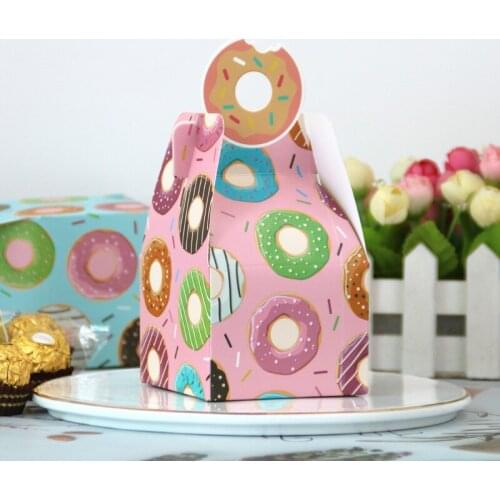 10pcs Donut Party Paper Cake Box Kids Birthday Party Baby Shower Donut Candy Box Gift Bag