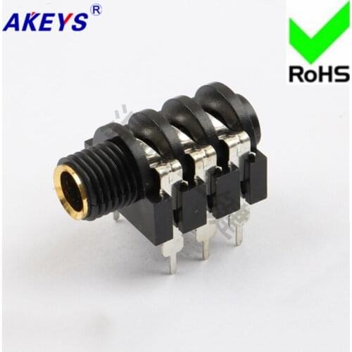 10 PCS PJ-610A Gold-plated High Quality 6.35MM Socket Microphone 6 Foot Socket 2 Fixed Foot Stereo Headphone Socket