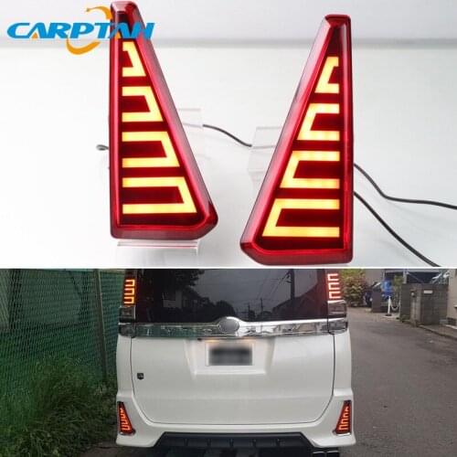 2PCS For Toyota Noah 2015 2016 2017 - 2020 2-in-1 Functions 12V Car LED Rear Fog Lamp Bumper Light Auto Brake Light Reflector