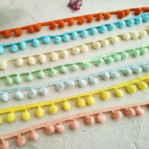 2Yard Lace Ribbon Sewing Accessories Pom Tassel Pompoms Trim Ball Fringe Embroidery DIY Apparel Fabric Cord Sewing Supplies