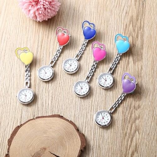 2019 Hot Sale Sweet Heart Watch Womens Cute Tunic Clip Pocket Watch Nurse Brooch Fob Medical Pocket Quartz Watches