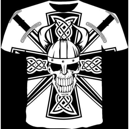 2021 New Summer Mens 3D Printed Round Neck Short Sleeve Lovers Casual Horror Skull Head T-Shirt