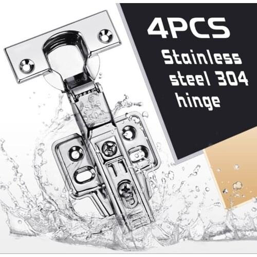 NICEDUNE 2Pcs Hinge Stainless Steel Hydraulic Cabinet Door Hinges Damper Buffer Soft Close Kitchen Cupboard Furniture Full/Embed