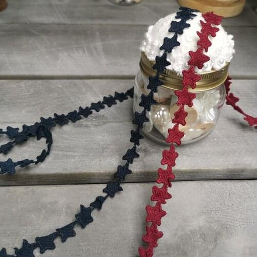 5Meters New Fashion Guipure Applique Black Dark Red Star Lace Trim Sewing DIY Crochet Embroidered Craft Net Fabric Ribbon