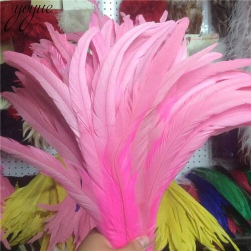 50PCS 35-40CM 14-16Inch Pink Rooster Coque Tail Feathers Cheap Feather For Crafts Christma Diy Pheasant Plumes Decoration