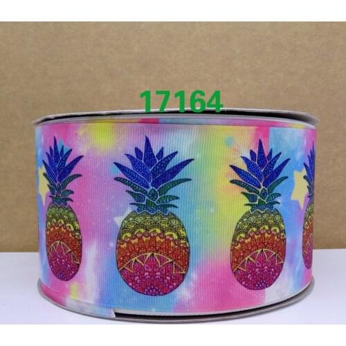 Free shipping 50 yard pineapple printed grosgrain ribbon 17196
