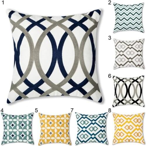 Throw Pillow Case Comfortable One Side Printed Polyester Colorful Geometric Pattern Stylish Pillow Cushion Cover for Living Room