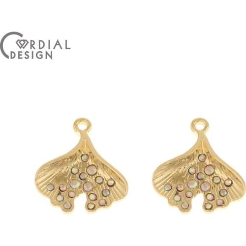 Cordial Design 50Pcs 17*18MM Jewelry Accessories/DIY Charms/Leaf Shape/Hand Made/Rhinestone Pendant/Jewelry Findings Components