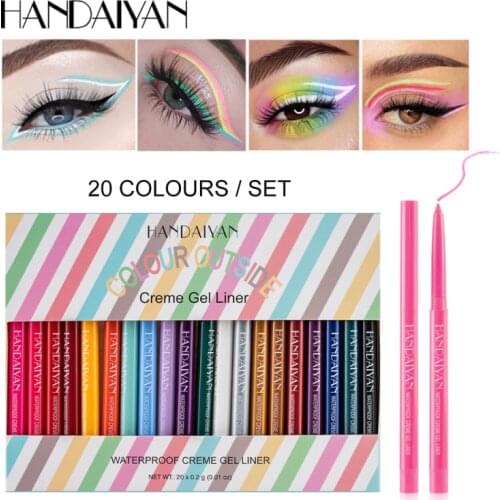 20/6pcs HANDAIYAN Colorful Ultra-fine Eyeliner Gel Pen Waterproof Sweatproof Non-smudge Eyeliner Pen Eyeliner Cosmetics TSLM1
