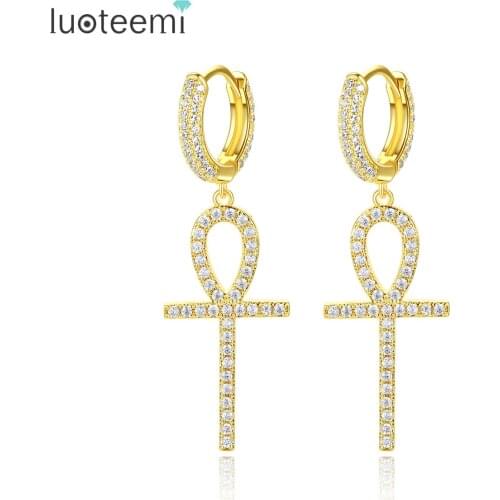 LOUTEEMI Little Hoop Long Drop Earring for Women Cubic Zircon Fashion Jewelry Hip-Hop Earring Party Gifts