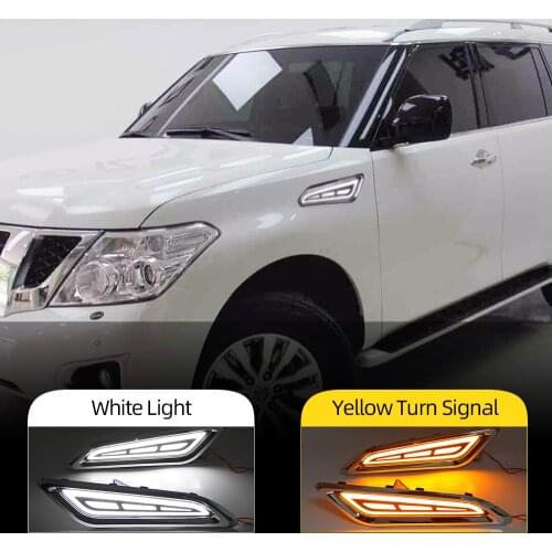 CSCSNL 2PCS For Nissan Patrol 2014 - 2020 LED DRL Side Fender Lights Daytime Running Lights With Yellow Turn Signal Lamp