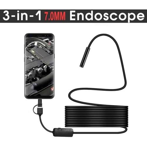 7mm three-in-one high-definition Android mobile phone computer endoscope auto repair air-conditioning pipe micro camera 1m-10m