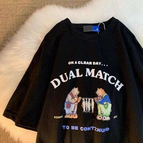 New Hip Hop Streetwear Funny Bear Letter Print T Shirts Cotton Casual T-shirt Summer Plus Size Tops 2021 Harajuku Teens Clothes