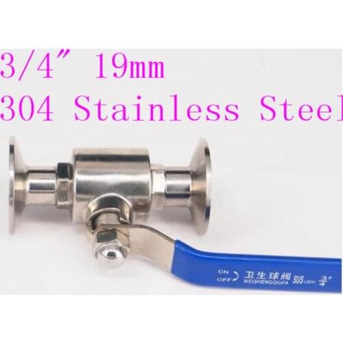 Hygiene grade3/4" 19mm 304 Stainless Steel Sanitary Ball Valve 1.5" Tri Clamp Ferrule Type
