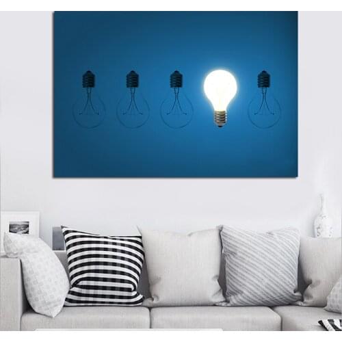 GOODECOR Glowing Light Bulb Wall Art Canvas Painting Nordic Poster And Prints Wall Picture For Living Room Frameless