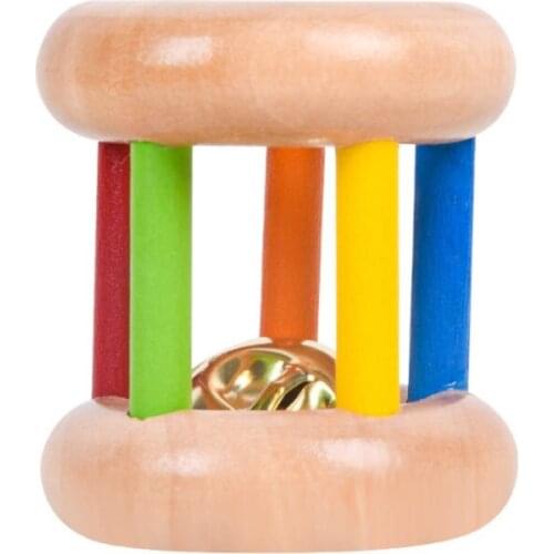 H3CD Baby Finger Training Rotating Rattle Kids Behavior Correction Wooden Toys with Bell Inside Accompany Toys