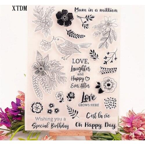 Hot selling birds alphabet transparent clear stamp / silicone seal roller stamp DIY scrapbook album / card production
