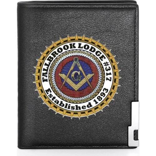 Classic Fallbrook Lodge Established 1893 Wallet Leather Purse Men Women SPQR Credit Card Holder Short Male Slim Coin Money Bags