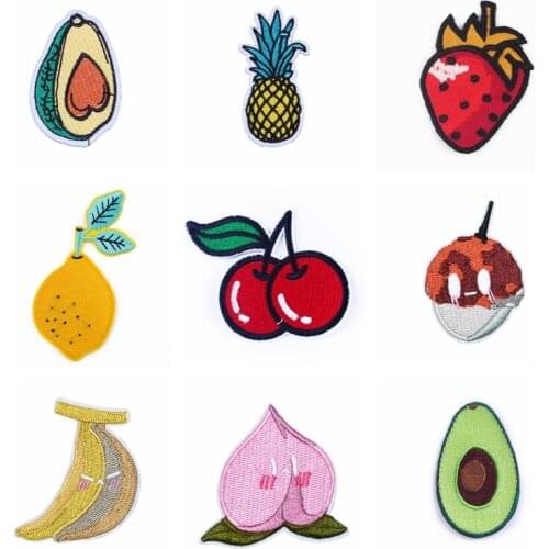 Summer Fruit Patch Embroidery Patches Child Stripe Badge Iron On Patches For Clothes Iron-On Stickers For Clothes Cute Applique